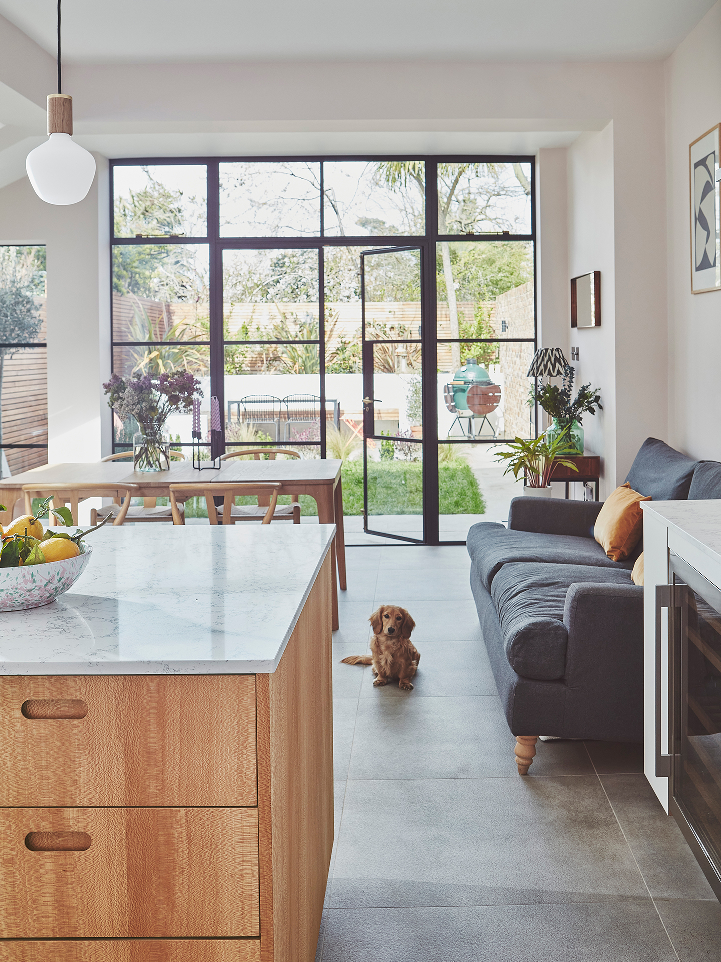 Wood island and white cabinetry kitchen inspiration in Peckham.