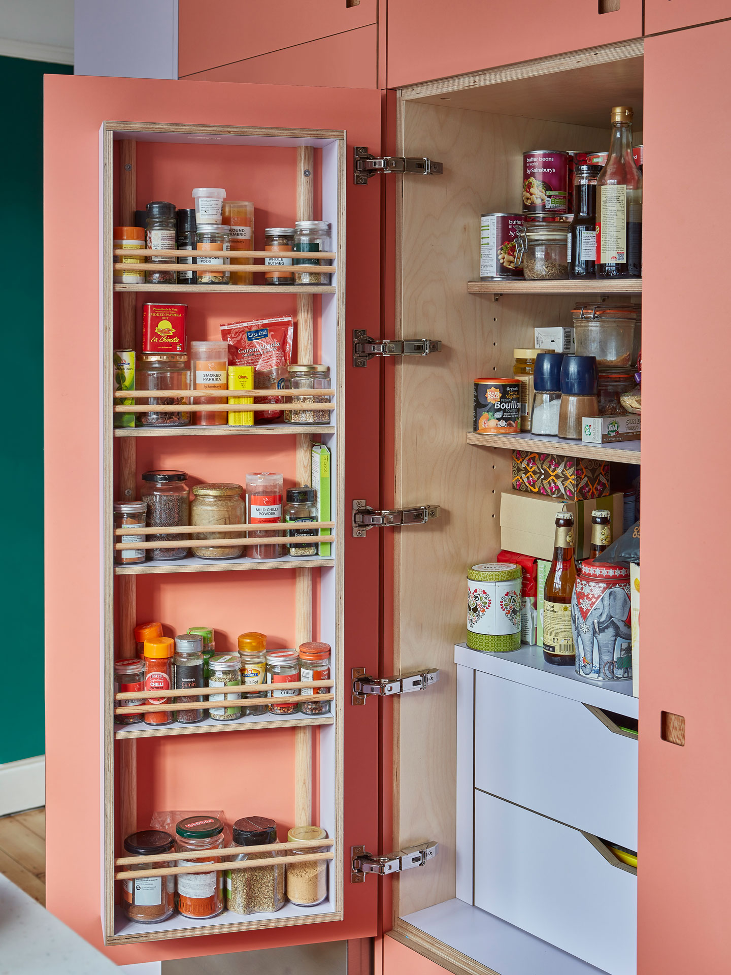 Multi-coloured kitchen design inspiration in Wandsworth.