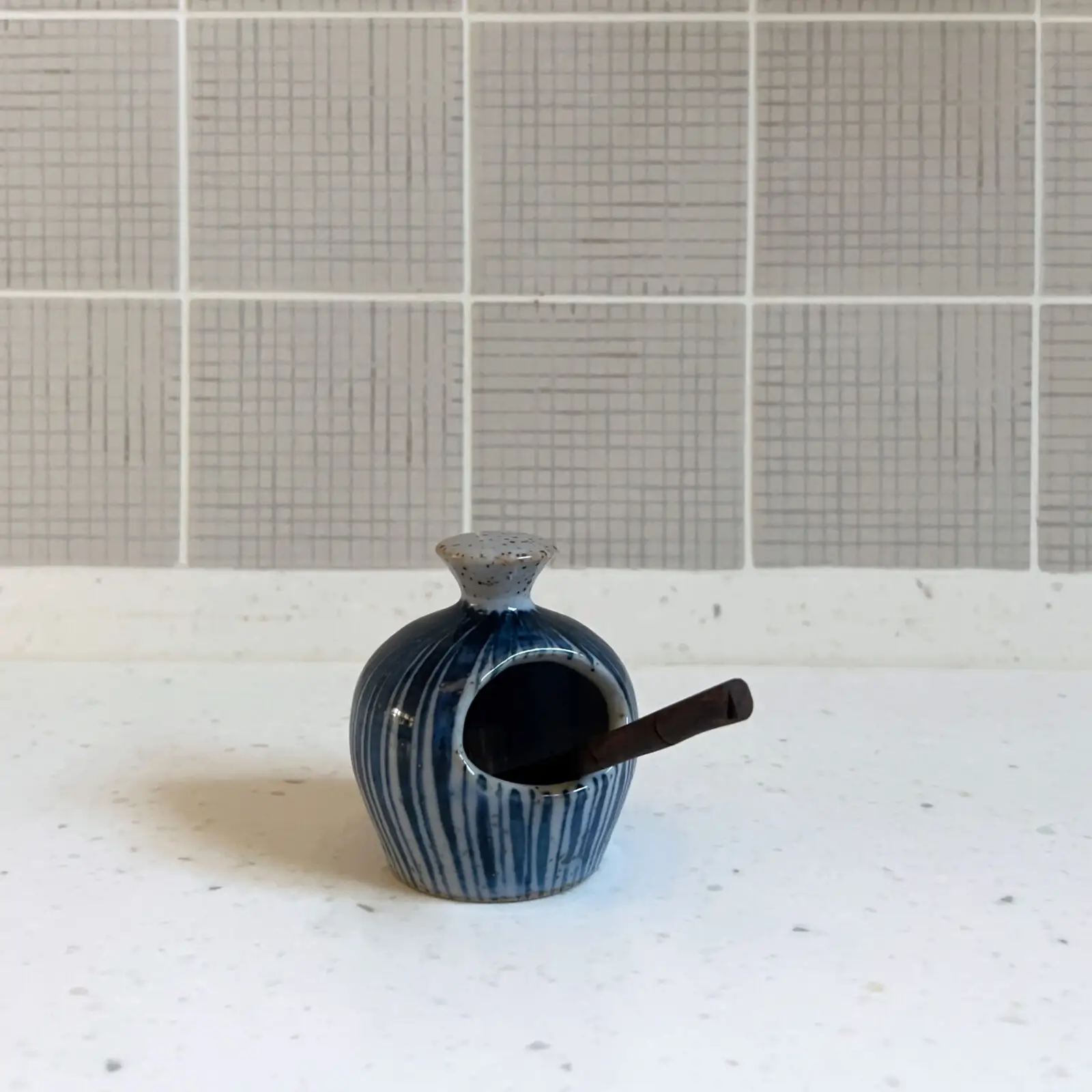 Salt Pot and Spoon by Selborne Pottery - Image 2