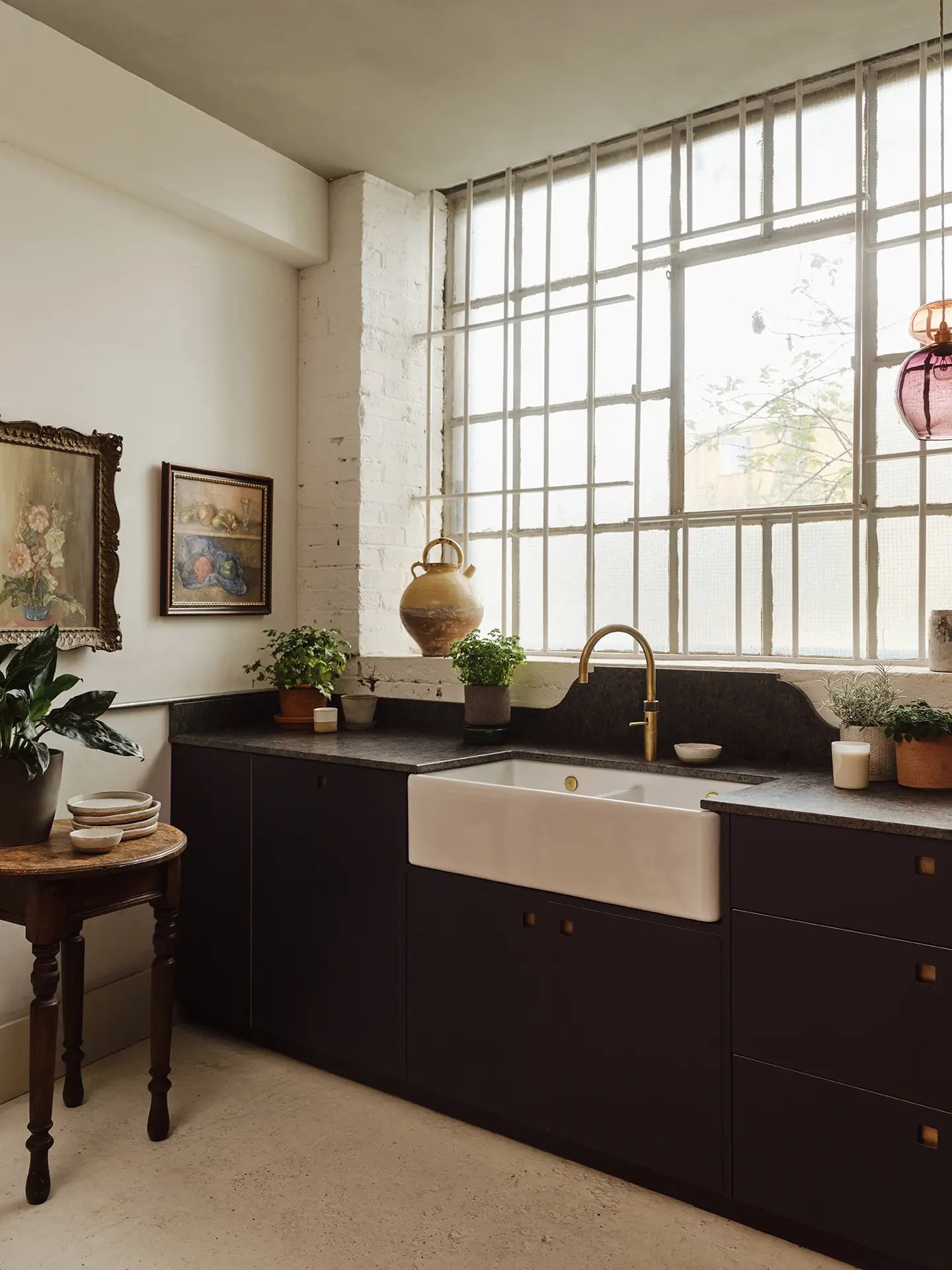 A new interiors destination in East London by tile specialists Bert and May, featuring a Pluck kitchen with a Whitebirk Ceramic Sink.