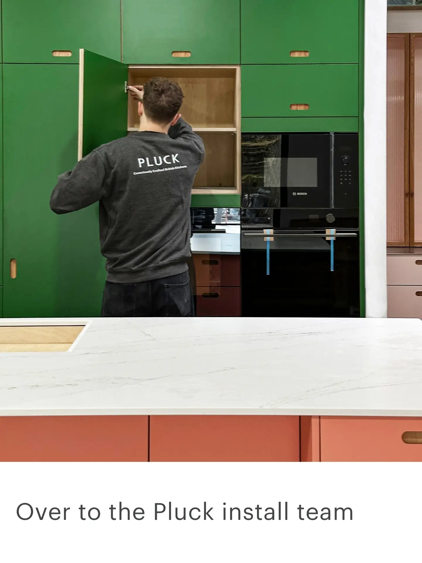 A Pluck kitchen being installed