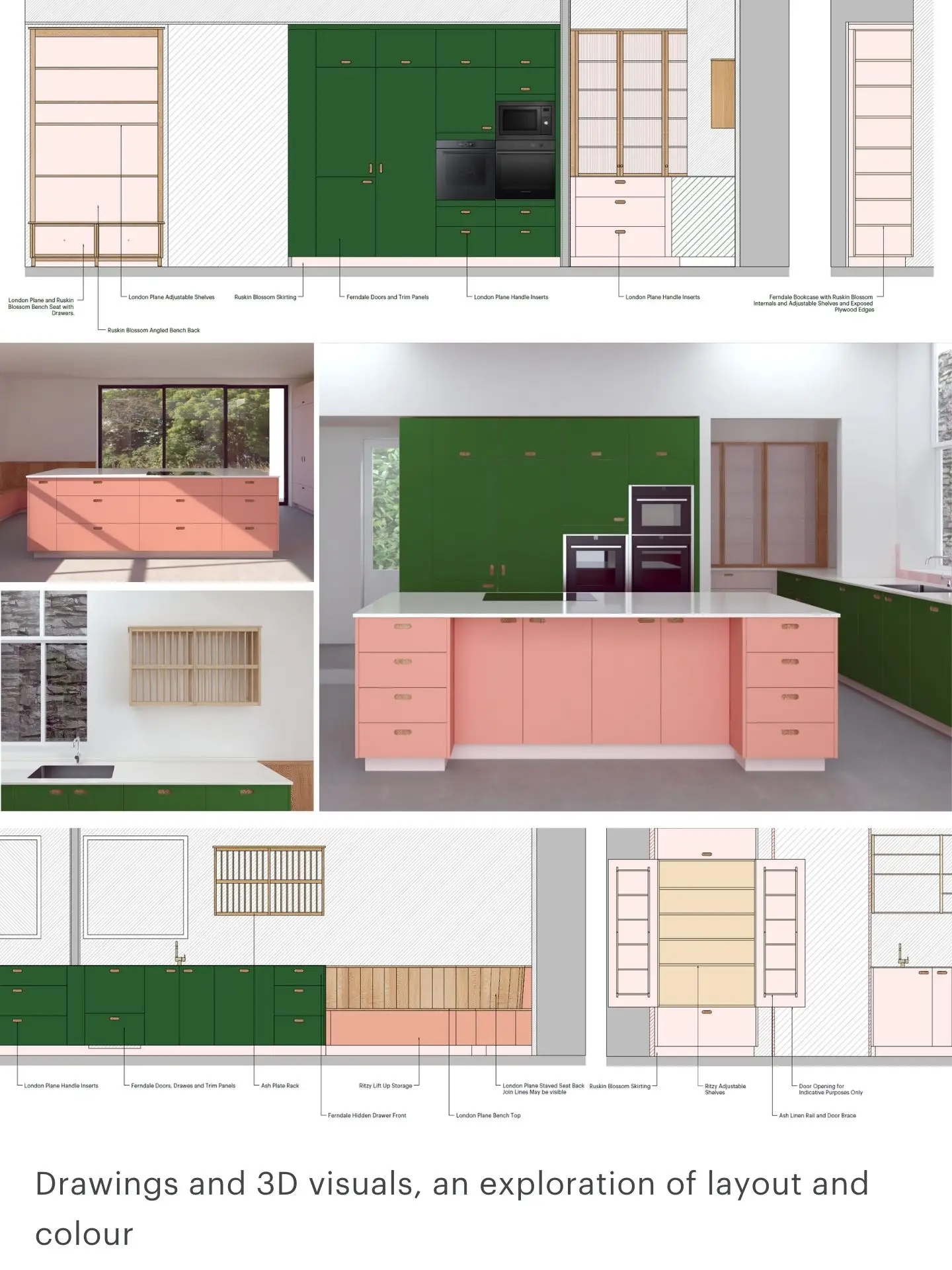 Technical drawings of a Pluck Kitchen
