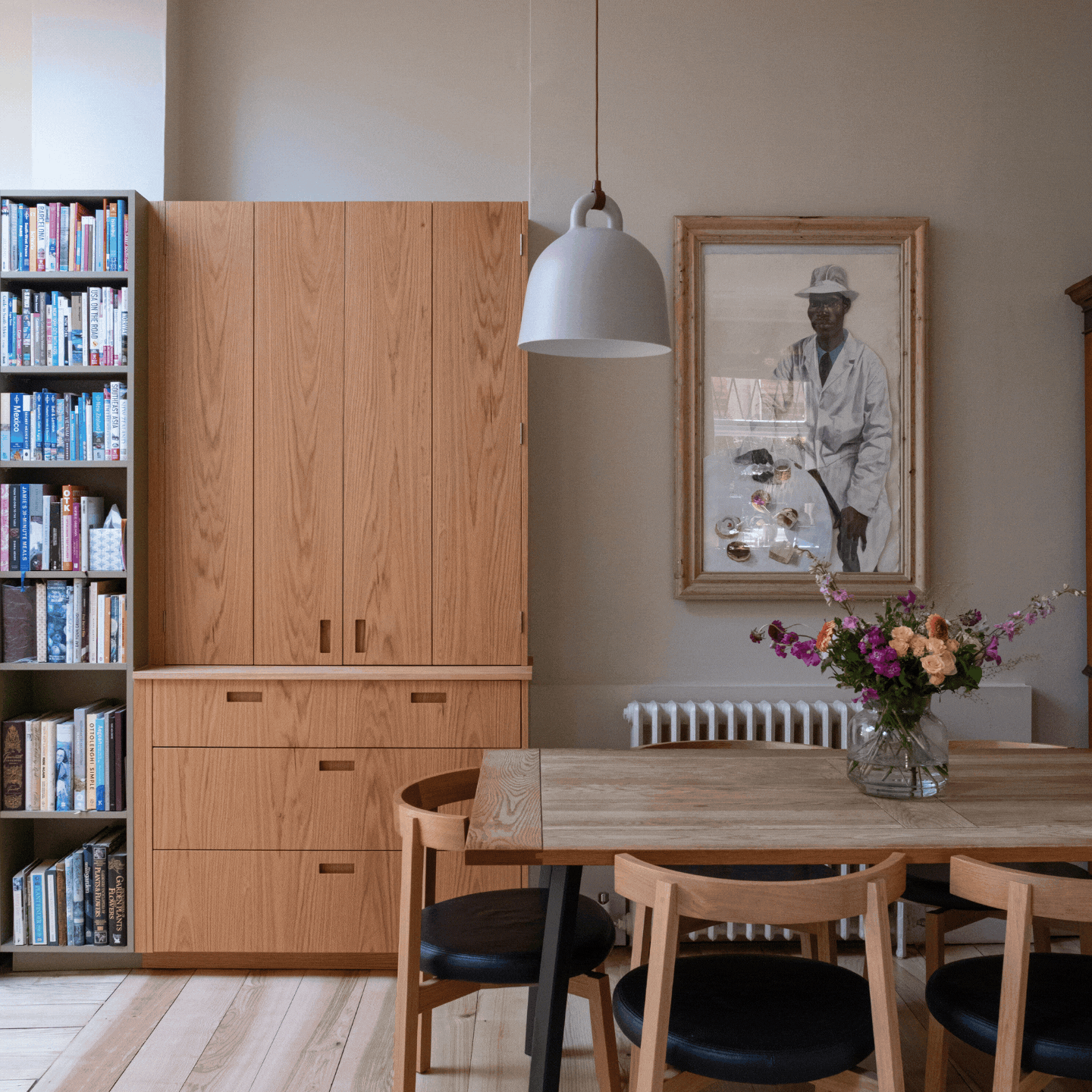 Animation of a breakfast cupboard by Pluck kitchens with credenza doors.