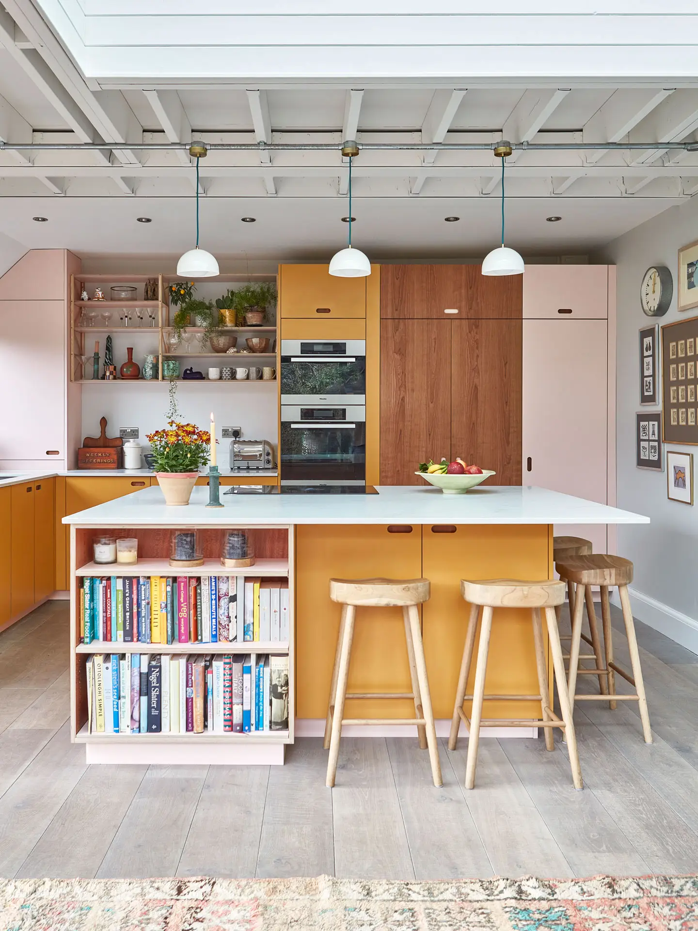 ‘Our brief to Pluck was something bright and unusual' said our clients about their colourful family kitchen in Birmingham.